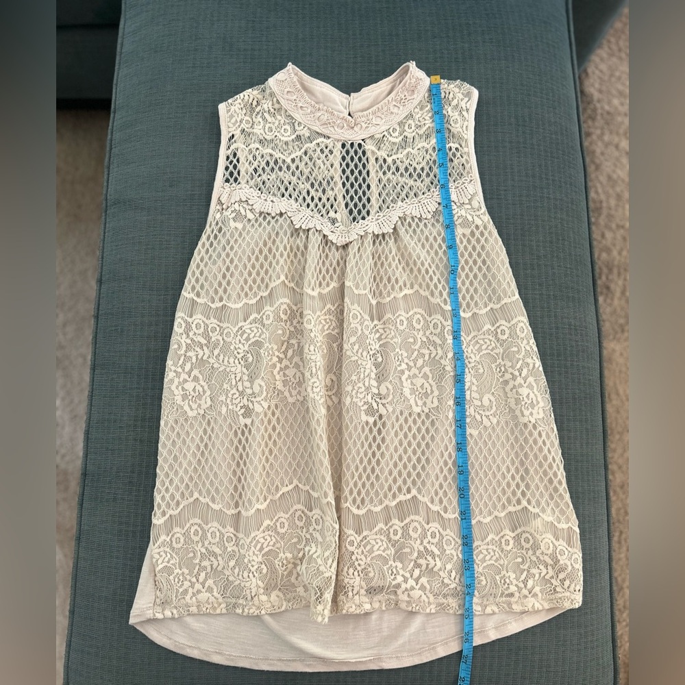 Sleeveless High-Neck Top Ivory | Romantic Vintage Style | M - Picture 8 of 10